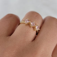 Pink Sapphire Ring, Diamond Engagement Ring, Three Stones Ring, Wedding Ring, Sapphire Ring, Pink Engagement Ring, Unique  Engagement Ring