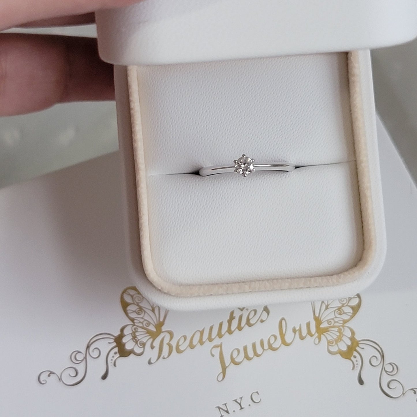 Dainty Diamond Solitaire Engagement Ring