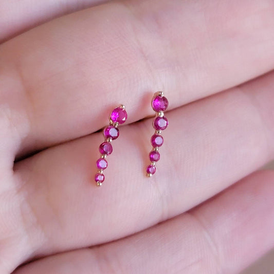 Curved Ruby Earrings Climber