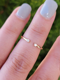 Diamond Ring For Women, 14k Gold Ring, Cuff Ring, Promise Ring, Open Ring, Stacking Ring, Dainty Gold Ring , Diamond Band, Dual Diamond Ring