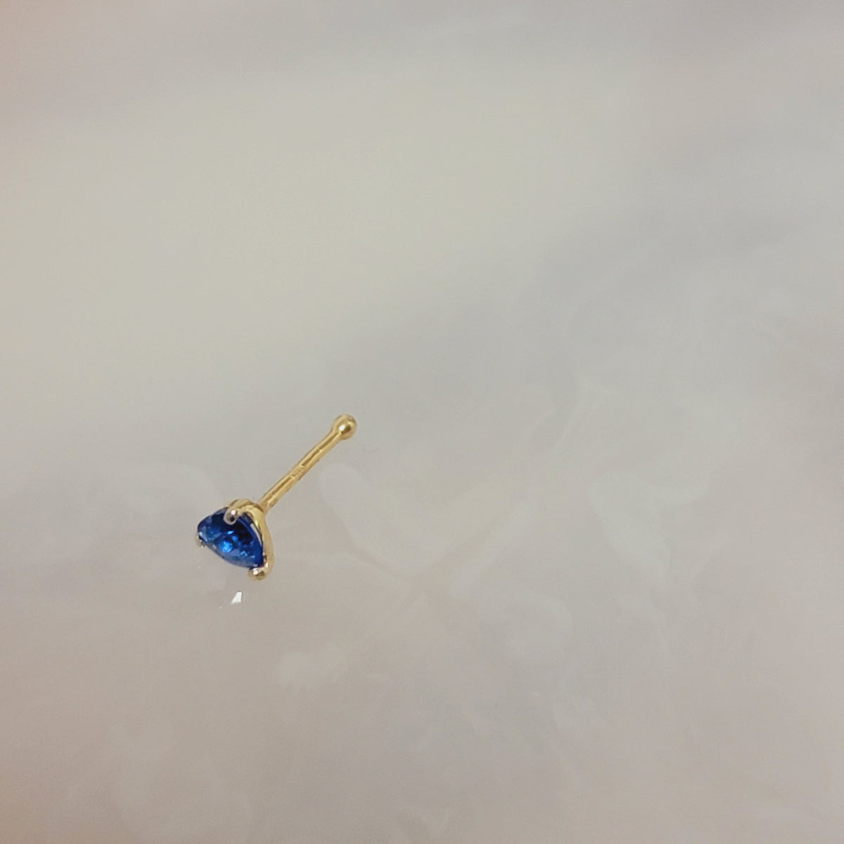 Blue Sapphire Solid Gold Nose Stud