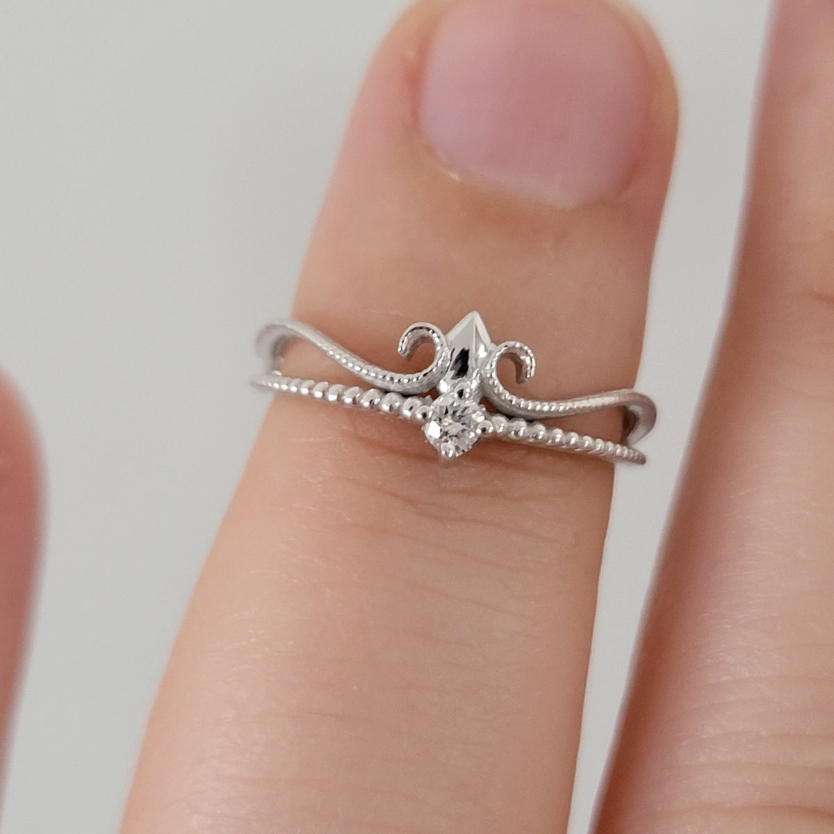 Fleur de Lis Ring, Diamond Ring, Dainty, Engagement Ring, Vintage Ring, Gold Ring, Crown Ring, Diamond Ring For Women, Wedding Ring, Band