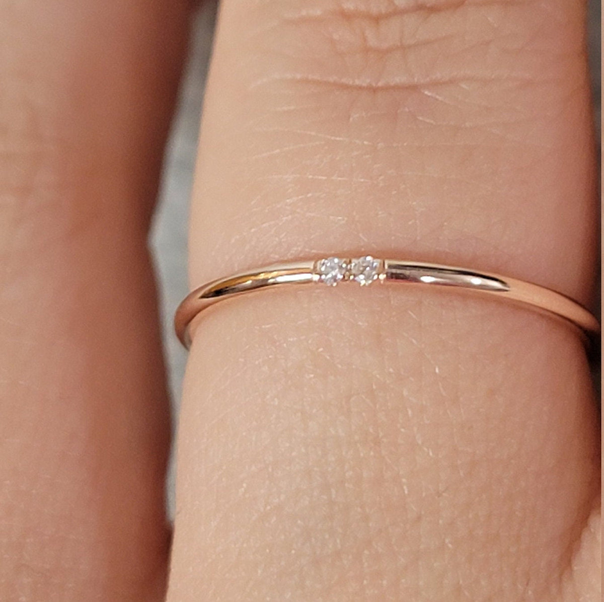 Minimalist Ring, Diamond Ring, 14k Gold Ring, Diamond Wedding Ring, Stackable Rings, Diamond Wedding Band, 14k Rose Gold Band, Dainty Ring