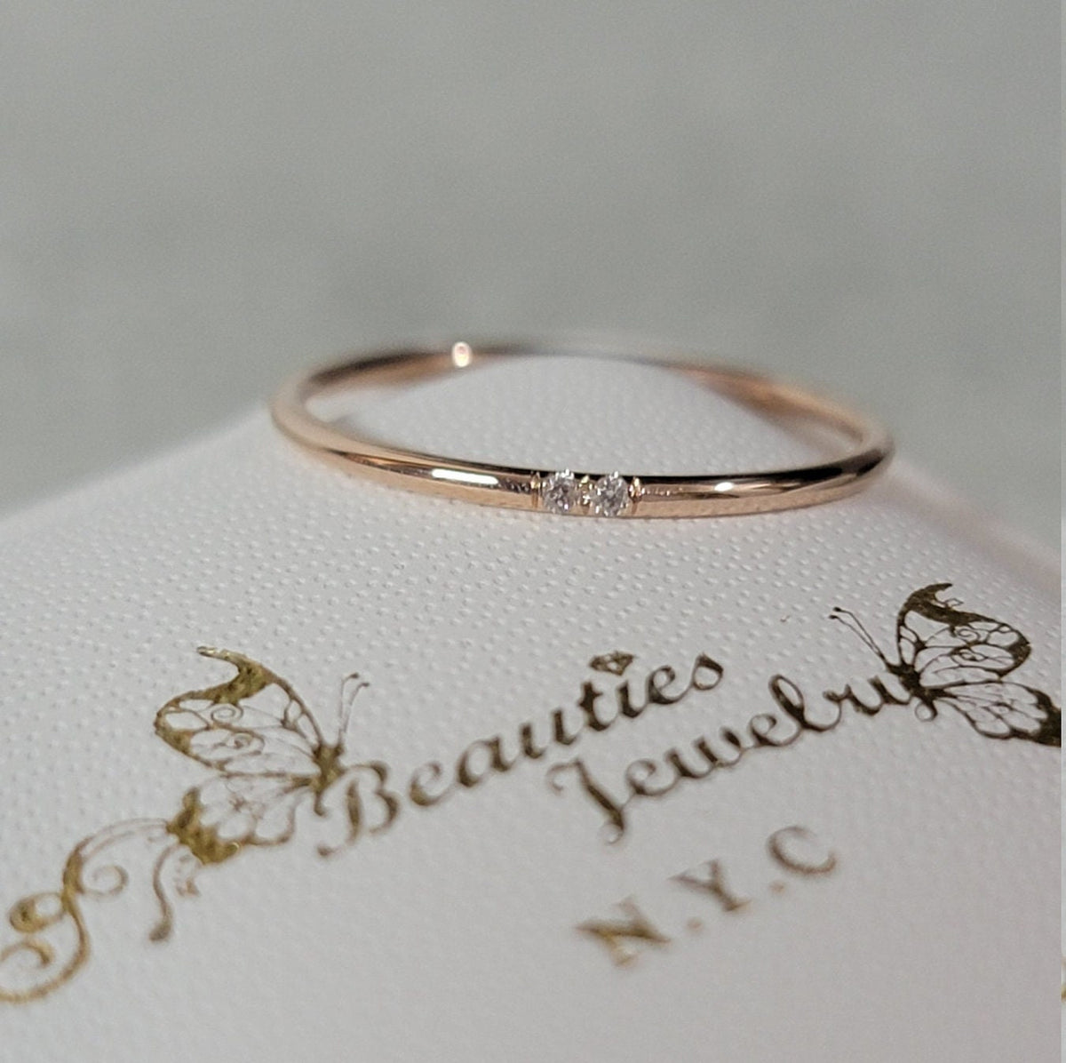 Minimalist Ring, Diamond Ring, 14k Gold Ring, Diamond Wedding Ring, Stackable Rings, Diamond Wedding Band, 14k Rose Gold Band, Dainty Ring