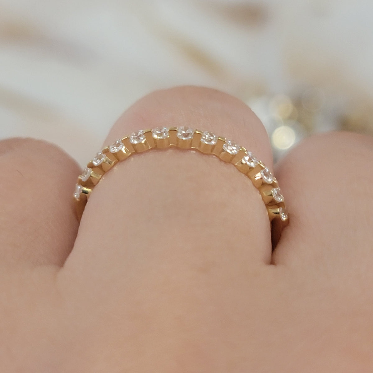 Half Eternity Diamond Wedding Rings in 14k Yellow Gold