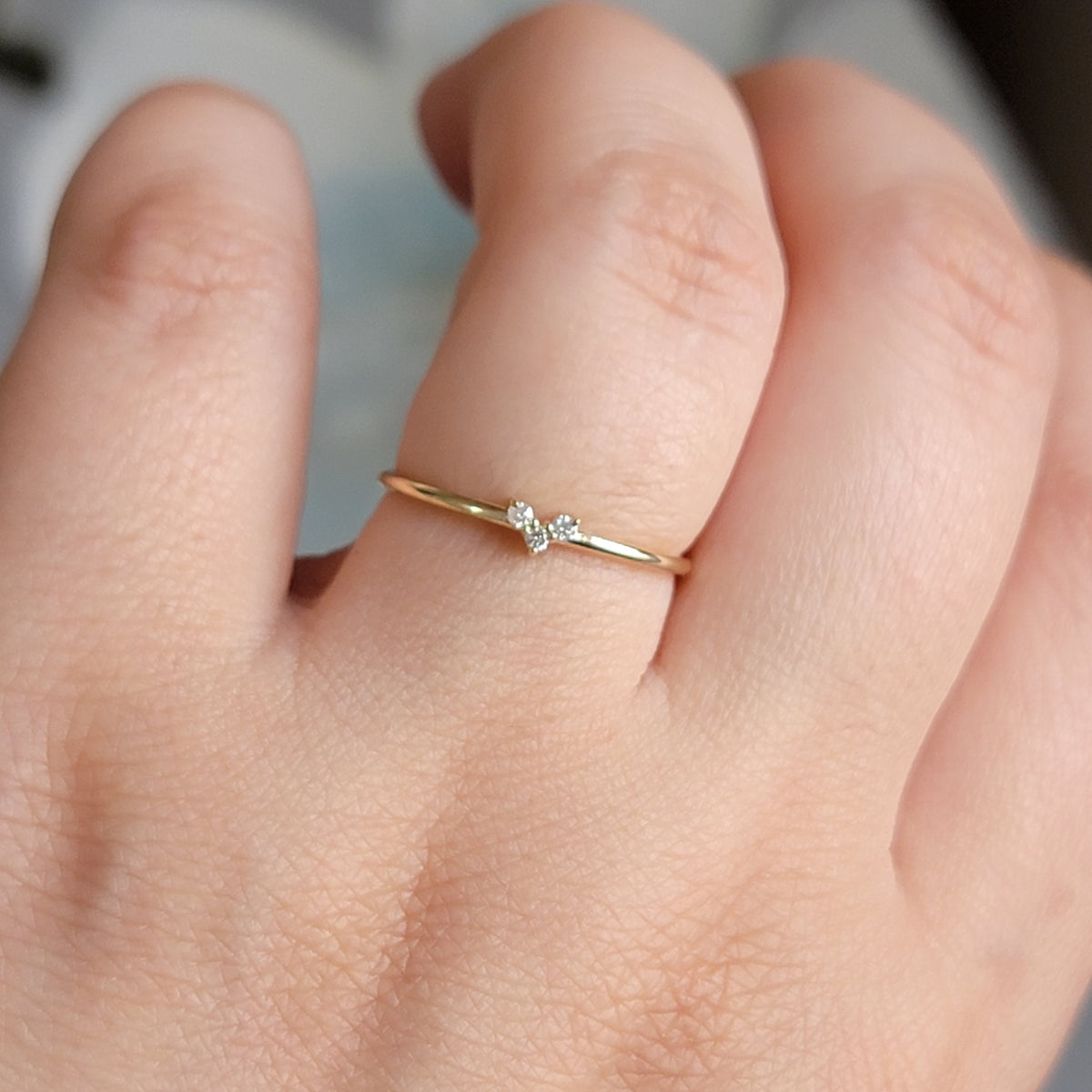 Minimalist Diamond Ring,  Curved Ring, Thin Gold Ring, Dainty Gold Ring, 14k Gold Ring, Engagement Band, Wedding Ring, White Gold Ring