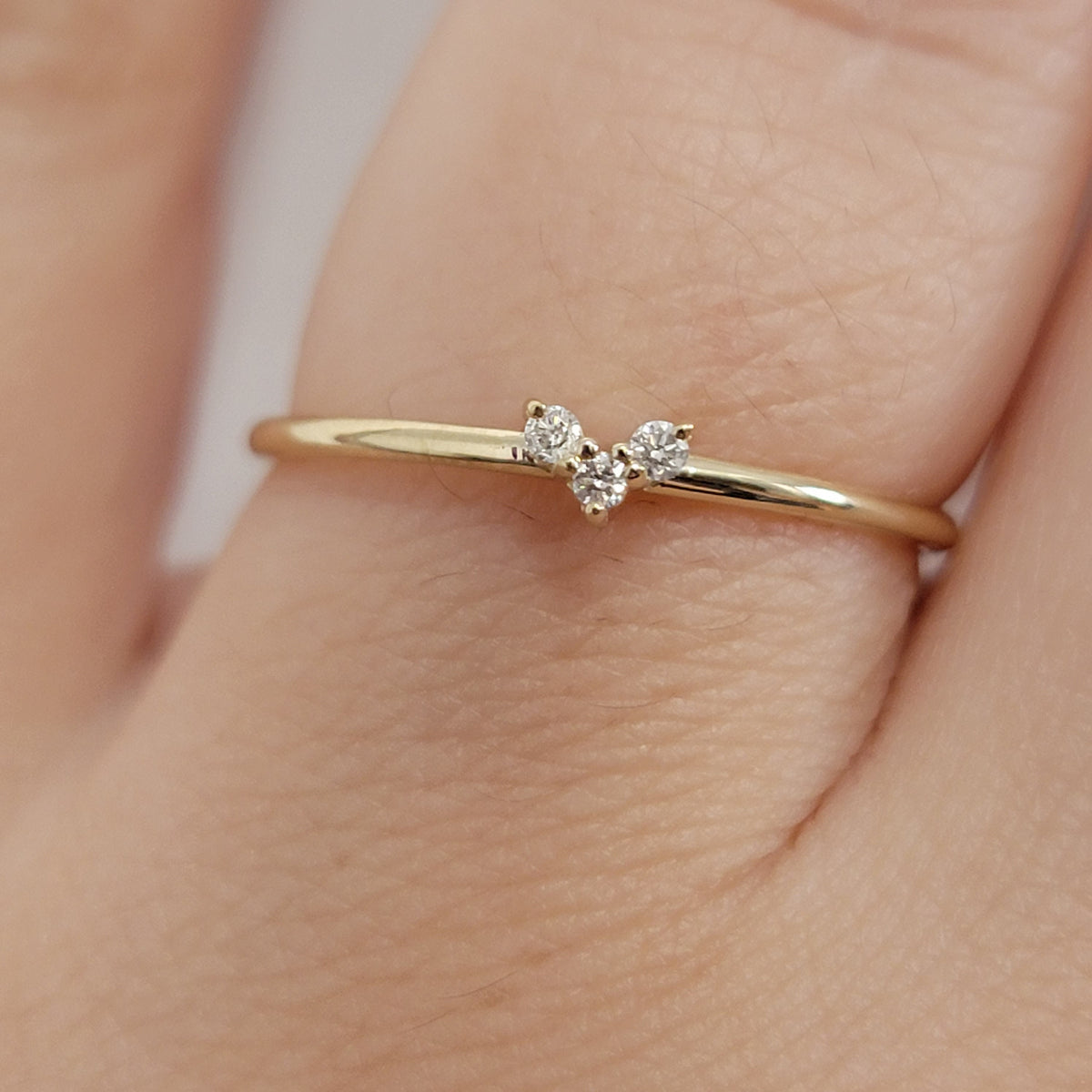 Minimalist Diamond Ring,  Curved Ring, Thin Gold Ring, Dainty Gold Ring, 14k Gold Ring, Engagement Band, Wedding Ring, White Gold Ring