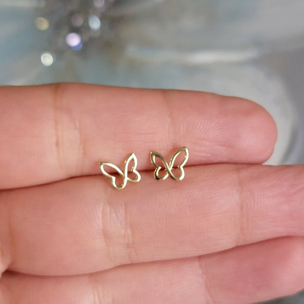 14k Gold Infinity Butterfly Stud Earrings