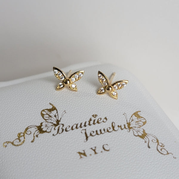 Dainty Diamond Butterfly Earrings