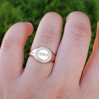 Personalized Diamond Signet Ring in 14k Solid Gold