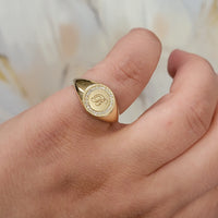 Personalized Diamond Signet Ring in 14k Solid Gold