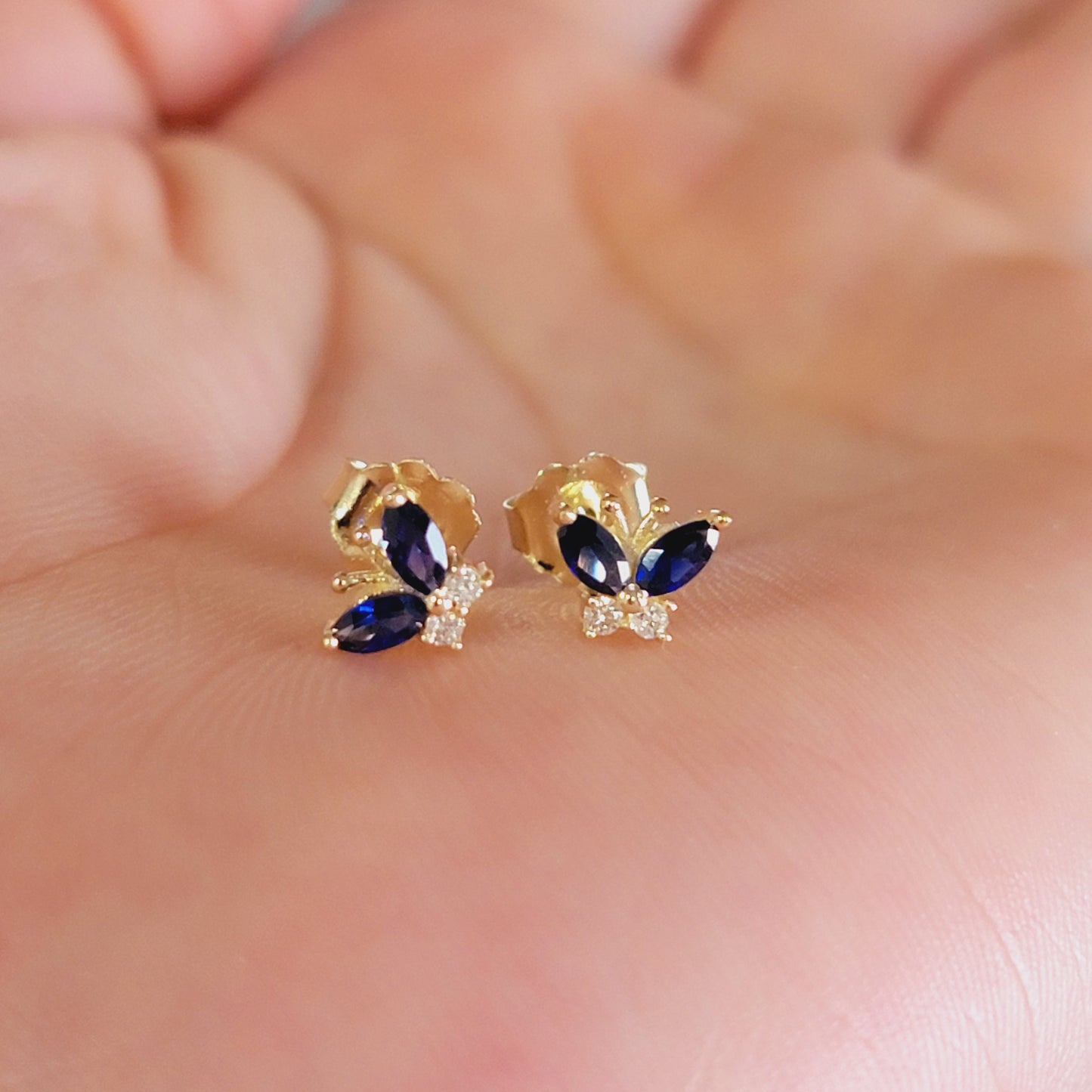 Sapphire Butterfly Stud Earrings