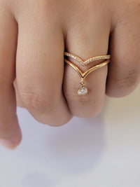 Diamond Drop Chevron Ring