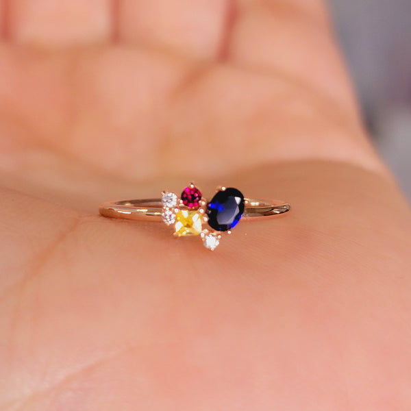 Customized Birthstone Cluster Ring