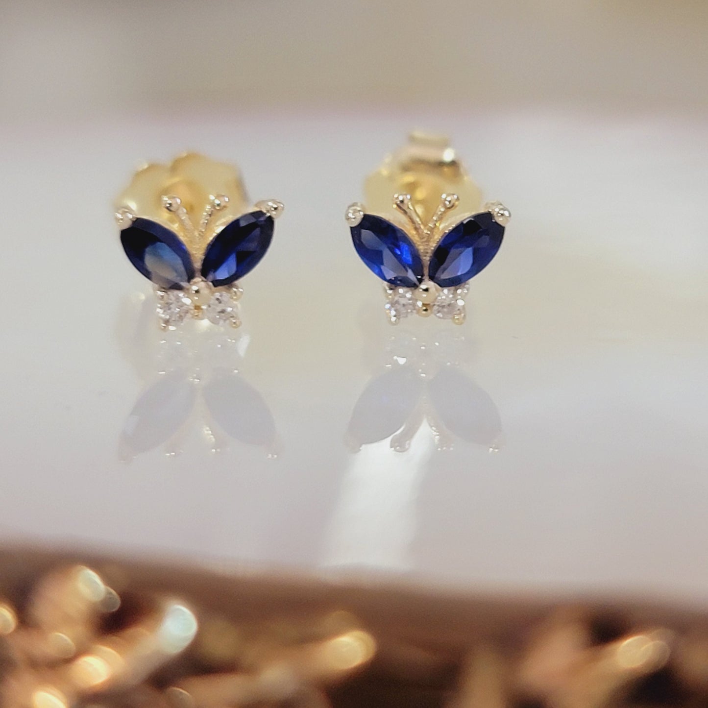 Sapphire Butterfly Stud Earrings