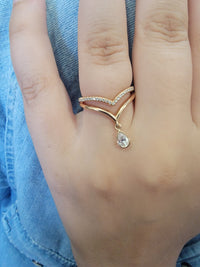 Diamond Drop Chevron Ring