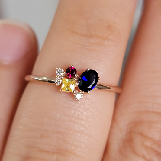 Customized Birthstone Cluster Ring