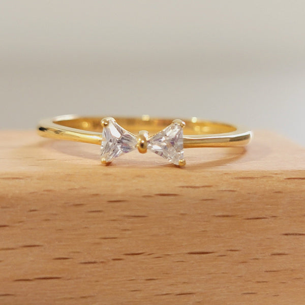 Diamond Ring, 14k Gold Ring, Trillion Natural Diamond Ring, Dainty Ring, Unique Engagement Ring, Promise Ring for Her