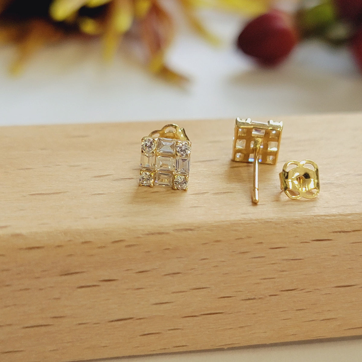 Square Cluster  Diamond Earrings