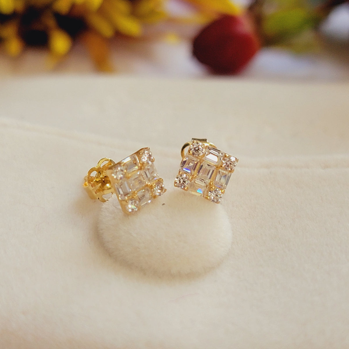 Square Cluster  Diamond Earrings