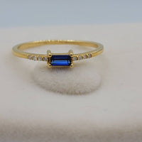 14k Gold Blue Sapphire and Diamond Ring