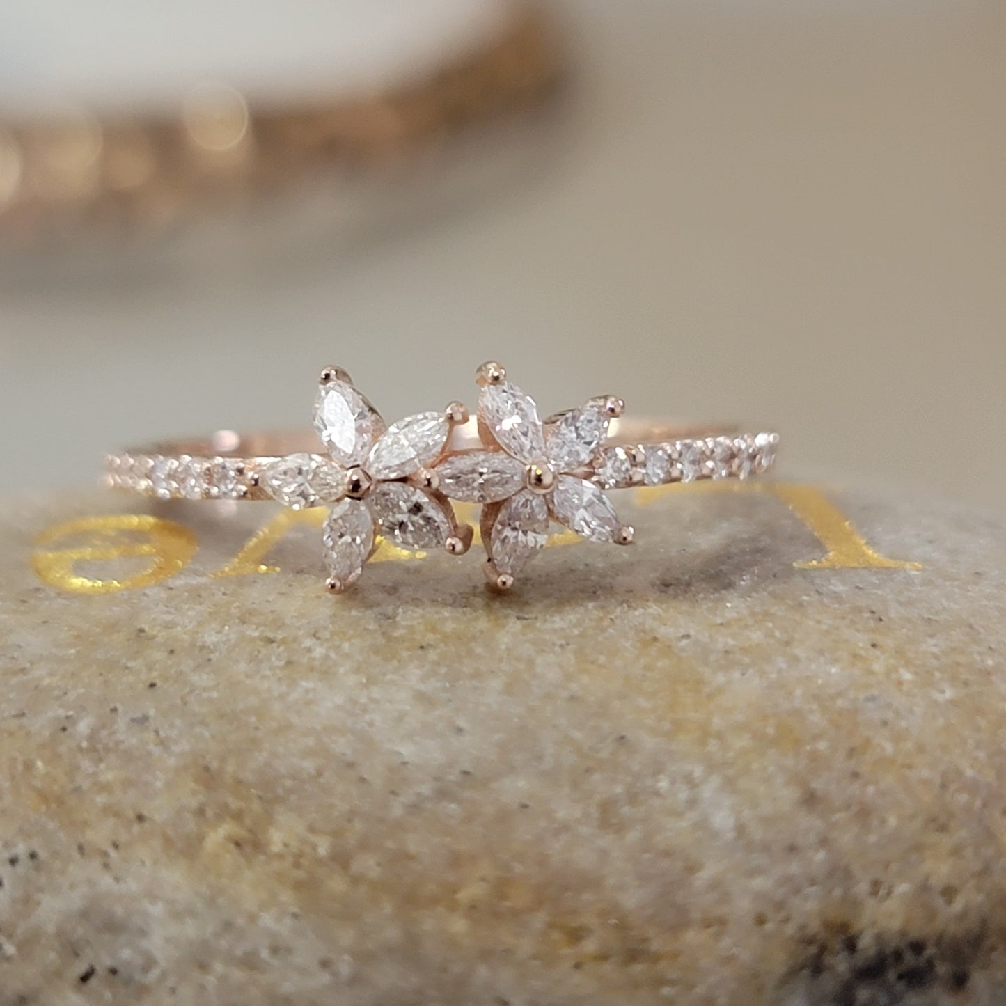 Marquise Diamond  Ring in 14k Solid Gold
