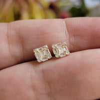 Square Cluster  Diamond Earrings