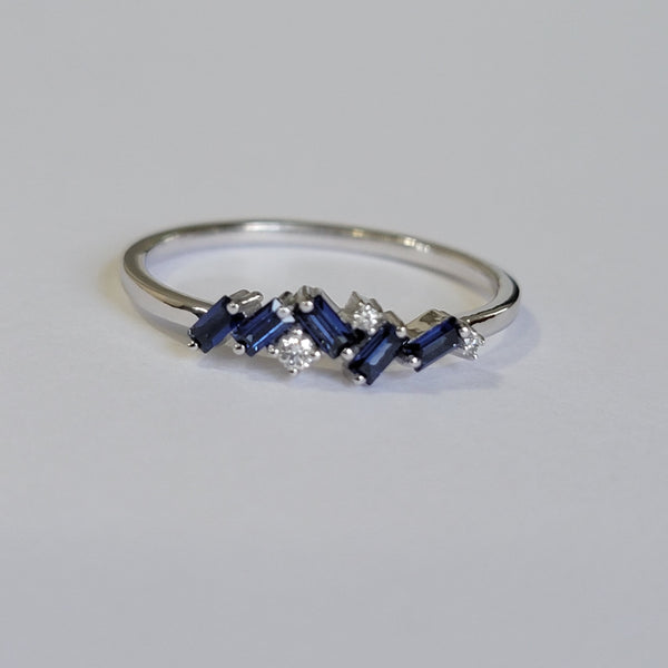 Baguette Sapphire Diamond Ring