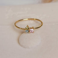 14k Gold Three Gemstone Ring