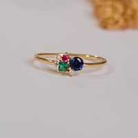 Personalized Cluster Gemstone and Diamond Ring