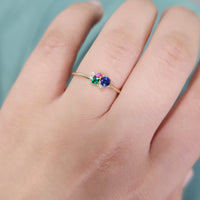 Personalized Cluster Gemstone and Diamond Ring