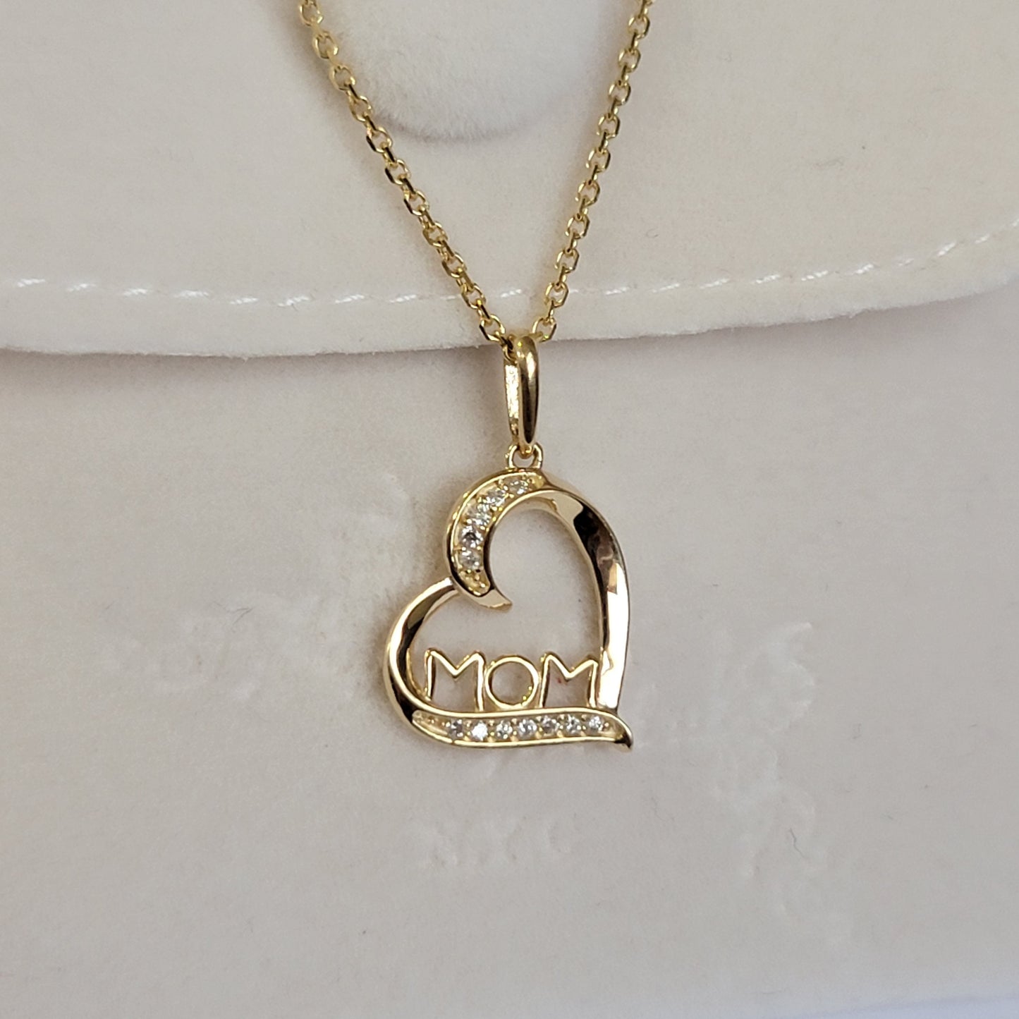 14k Gold Diamond Mom Necklace