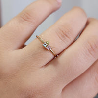 14k Gold Three Gemstone Ring