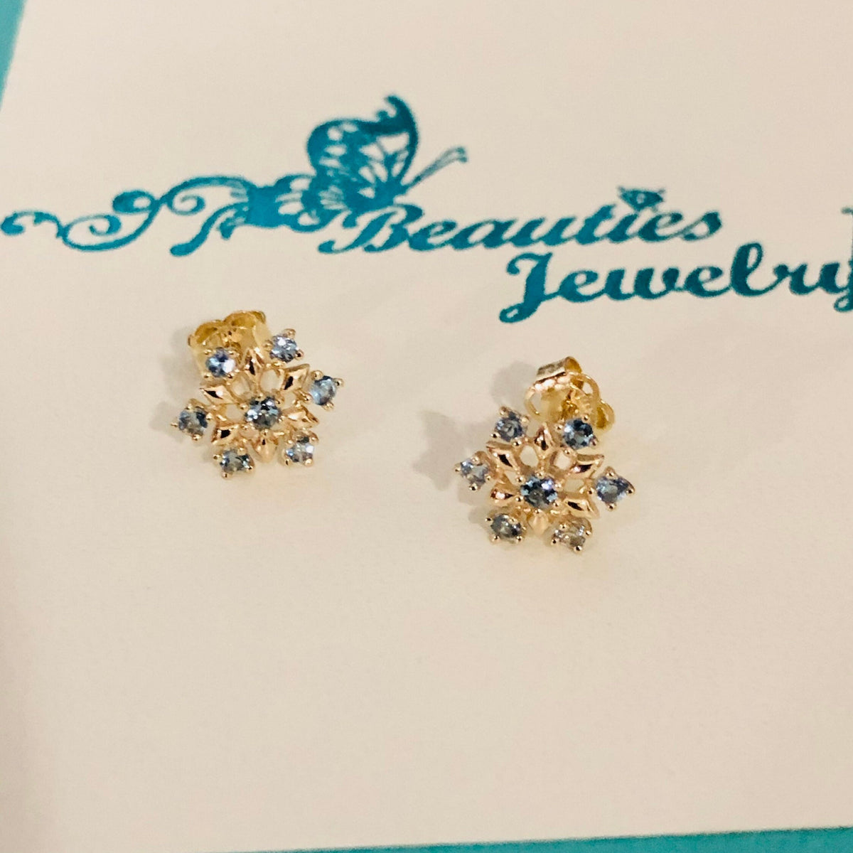 Snowflake Earrings, Diamond Earrings, Gold Snowflake Stud Earrings, Diamond Earrings For Women, Snowflake Studs, Diamond Gift For Woman