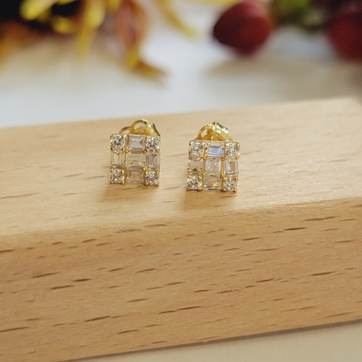 Square Cluster  Diamond Earrings