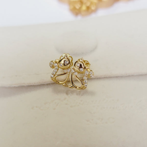 Diamond Cat Stud Earrings