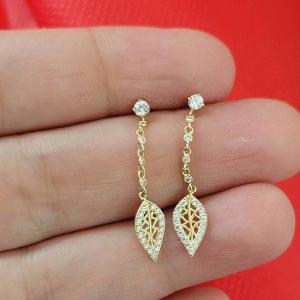 Diamond Drop Leaf Earrings