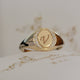 14k diamond initial oval signet ring, Personalized Engraved Gold Ring