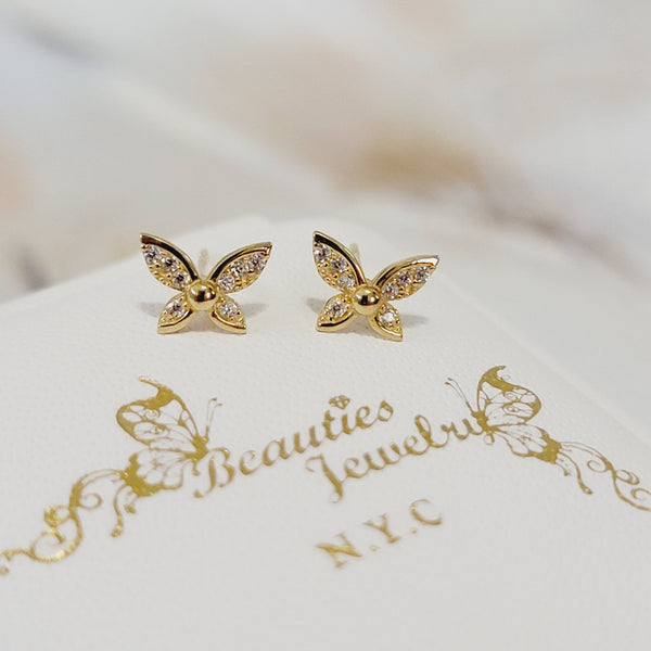 Dainty Butterfly Earrings in 14k Solid Gold