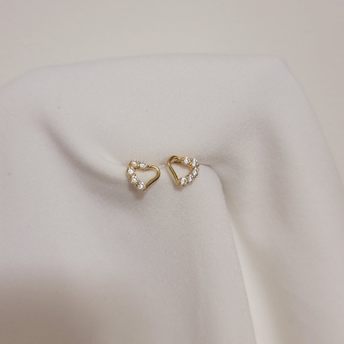 14k Gold Heart Diamond Stud Earrings