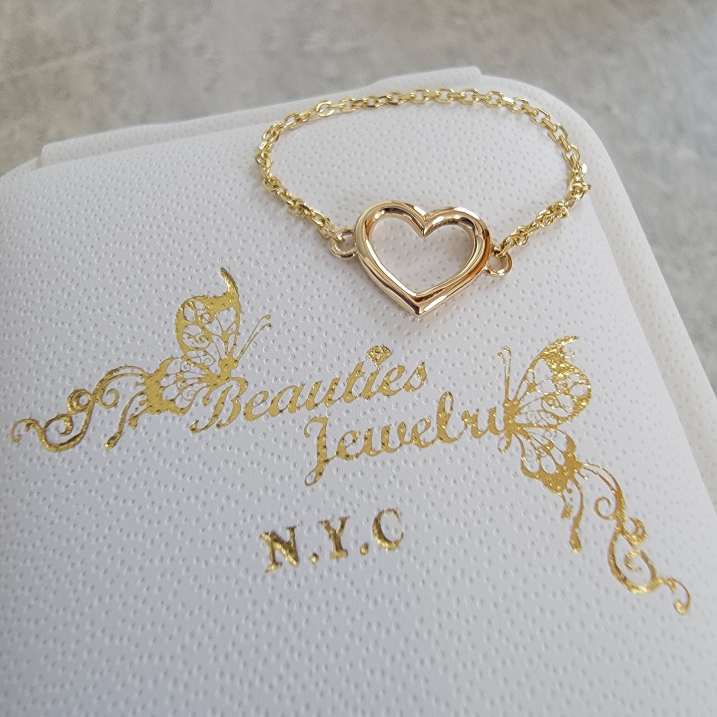 Gold Heart Chain Ring