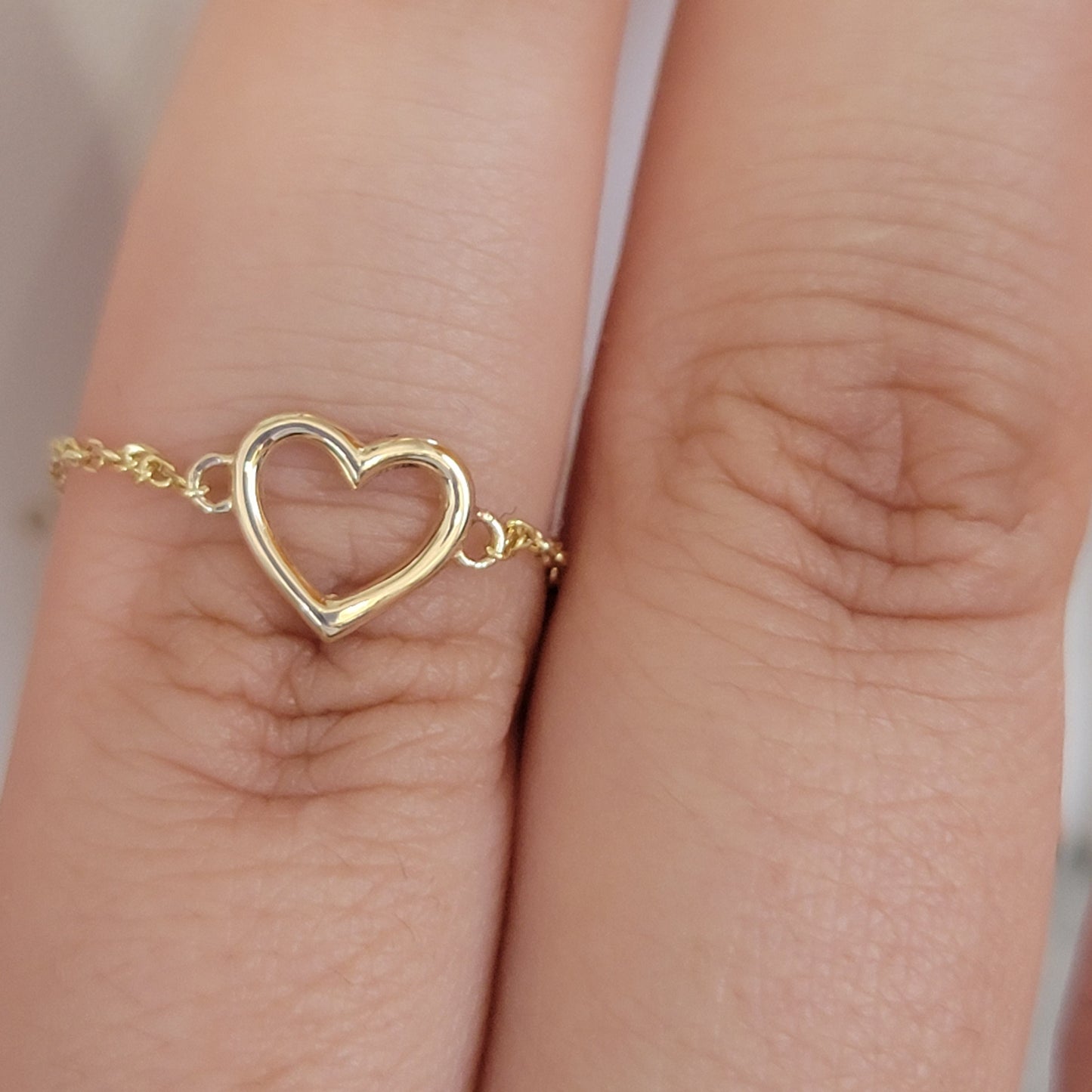 Gold Heart Chain Ring