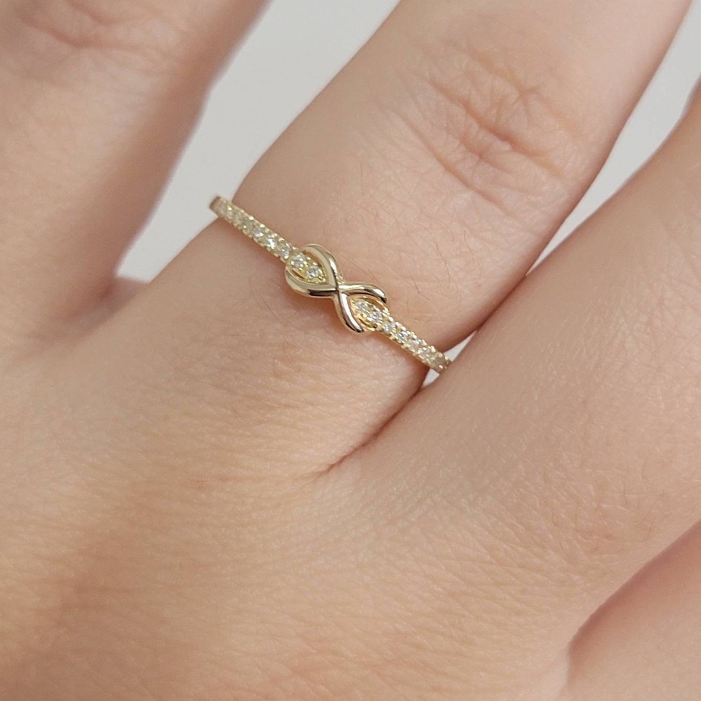 Infinity Style Diamond Ring in 14k Solid Gold