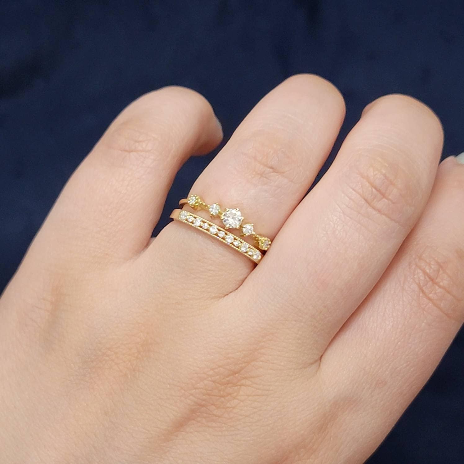 Dainty gold hot sale wedding rings