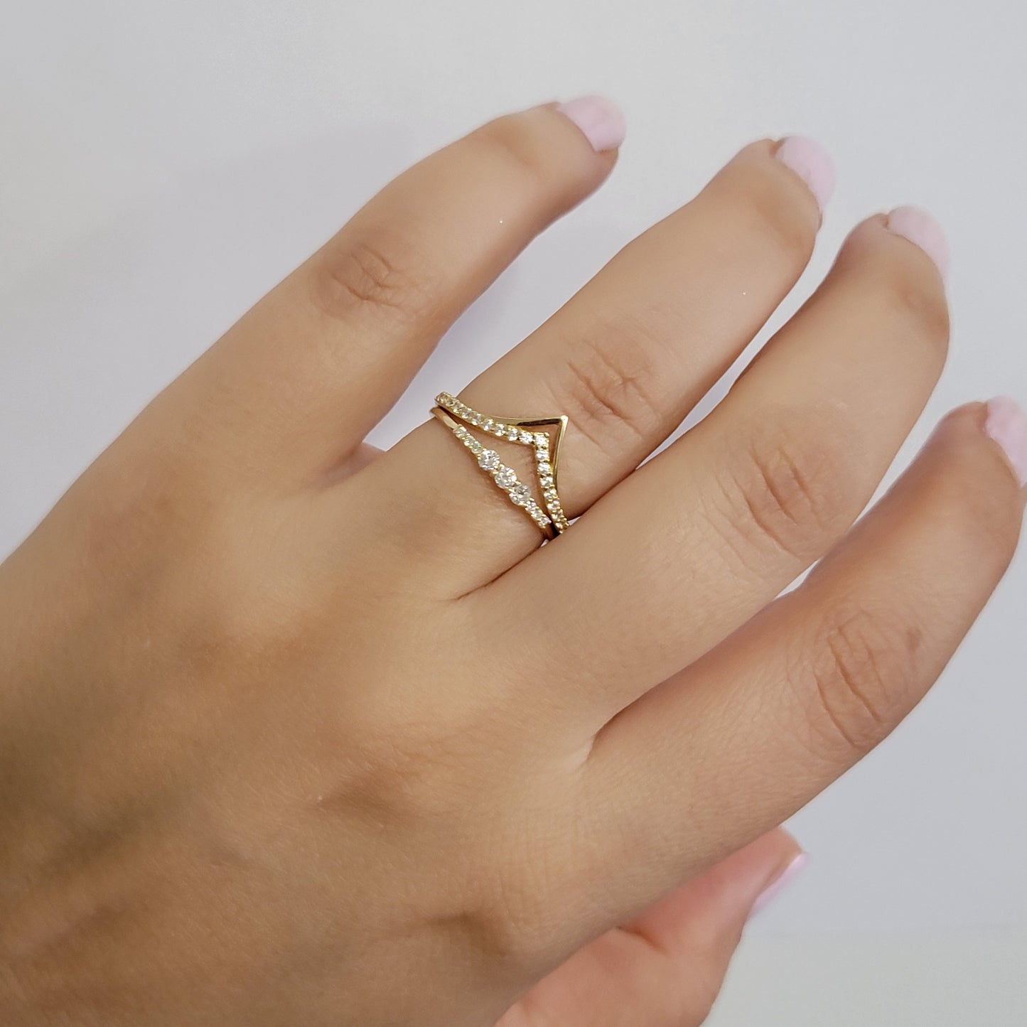 three - stone round diamond engagement ring in 14k yellow  gold(0.16Ct)