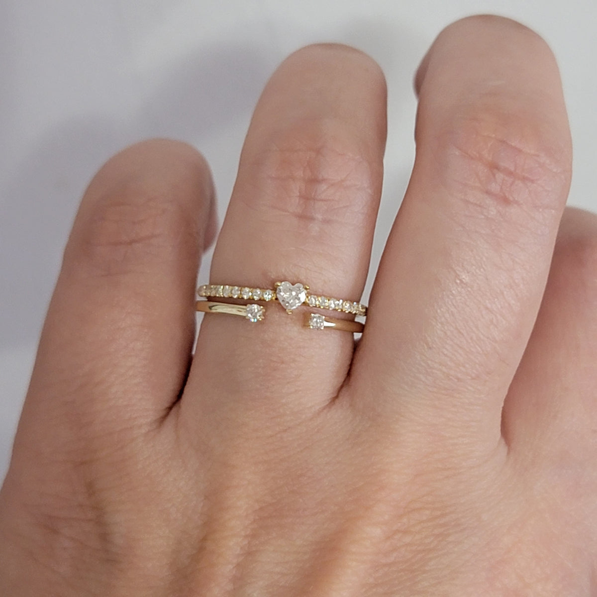 Diamond Ring For Women, 14k Gold Ring, Cuff Ring, Promise Ring, Open Ring, Stacking Ring, Dainty Gold Ring , Diamond Band, Dual Diamond Ring