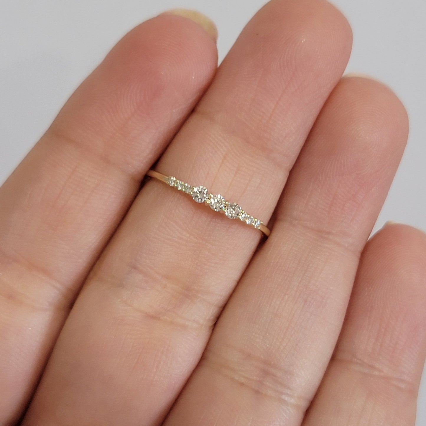 three - stone round diamond engagement ring in 14k yellow  gold(0.16Ct)