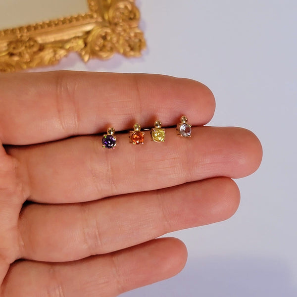 Tiny Turtle Birthstone Earrings