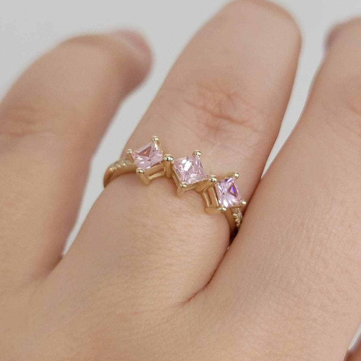 Pink Sapphire Ring, Diamond Engagement Ring, Three Stones Ring, Wedding Ring, Sapphire Ring, Pink Engagement Ring, Unique  Engagement Ring