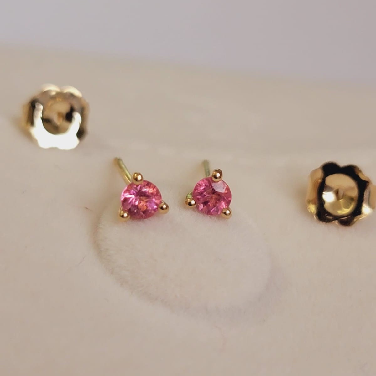 Round Pink Sapphire Stud Earrings